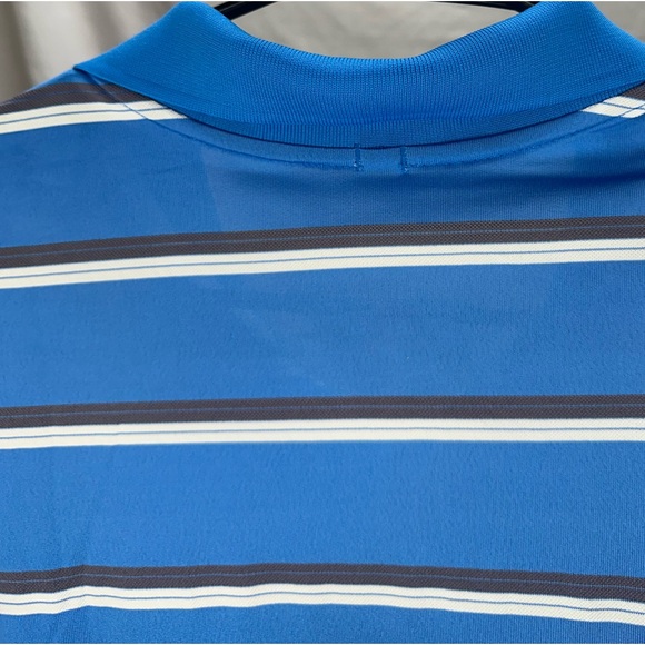 Nike Mens Polo Large Blue‎ Ultra Stripe Dri Fit Short Sleeve Golf Shirt L 508327 - Picture 7 of 7